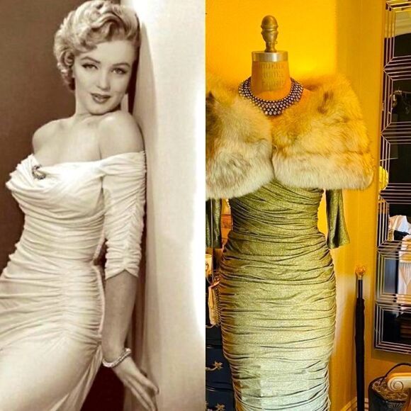 ♥️ Monica wiggle dress, size medium
sold out online! Gold lurex. - Picture 1 of 14